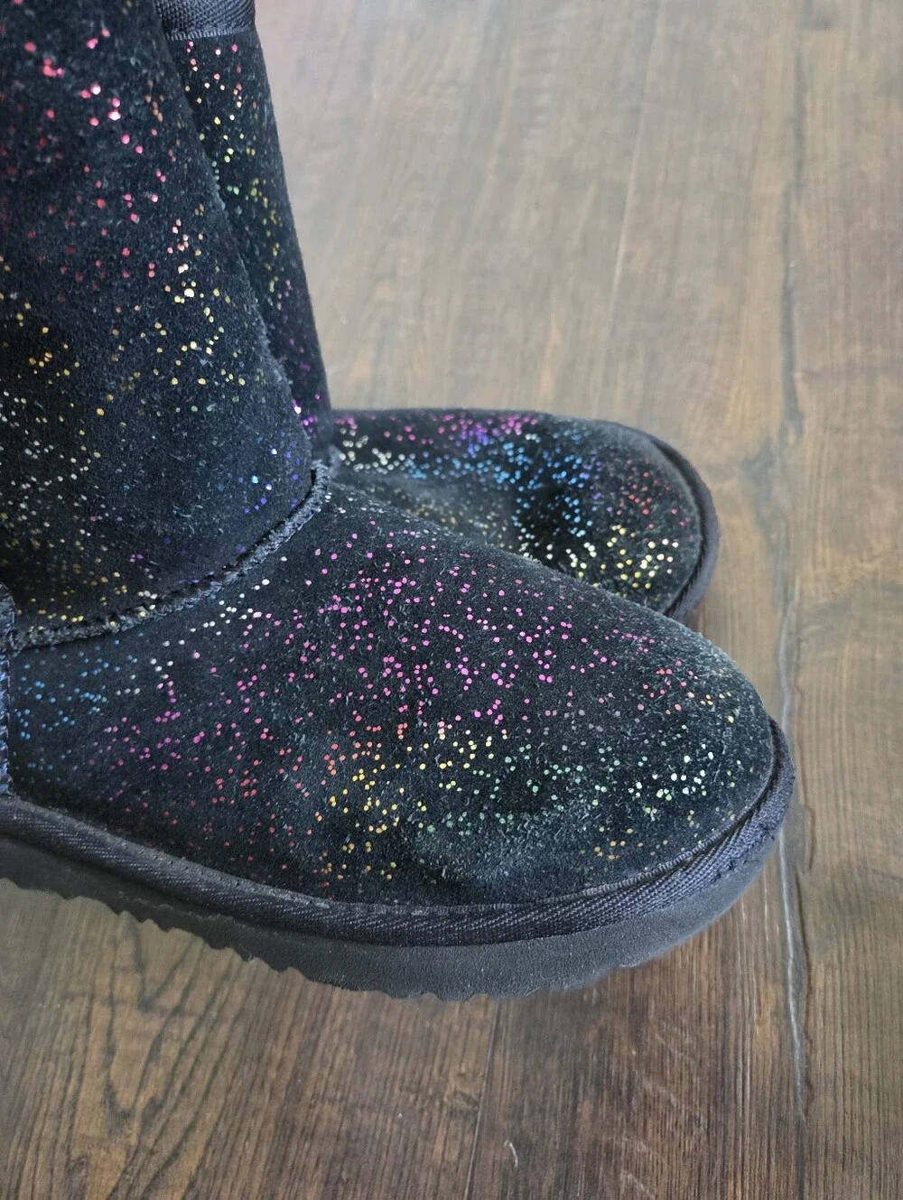 UGG Black Rainbow Glitter Sparkle Short Boots (Kids Size 3)